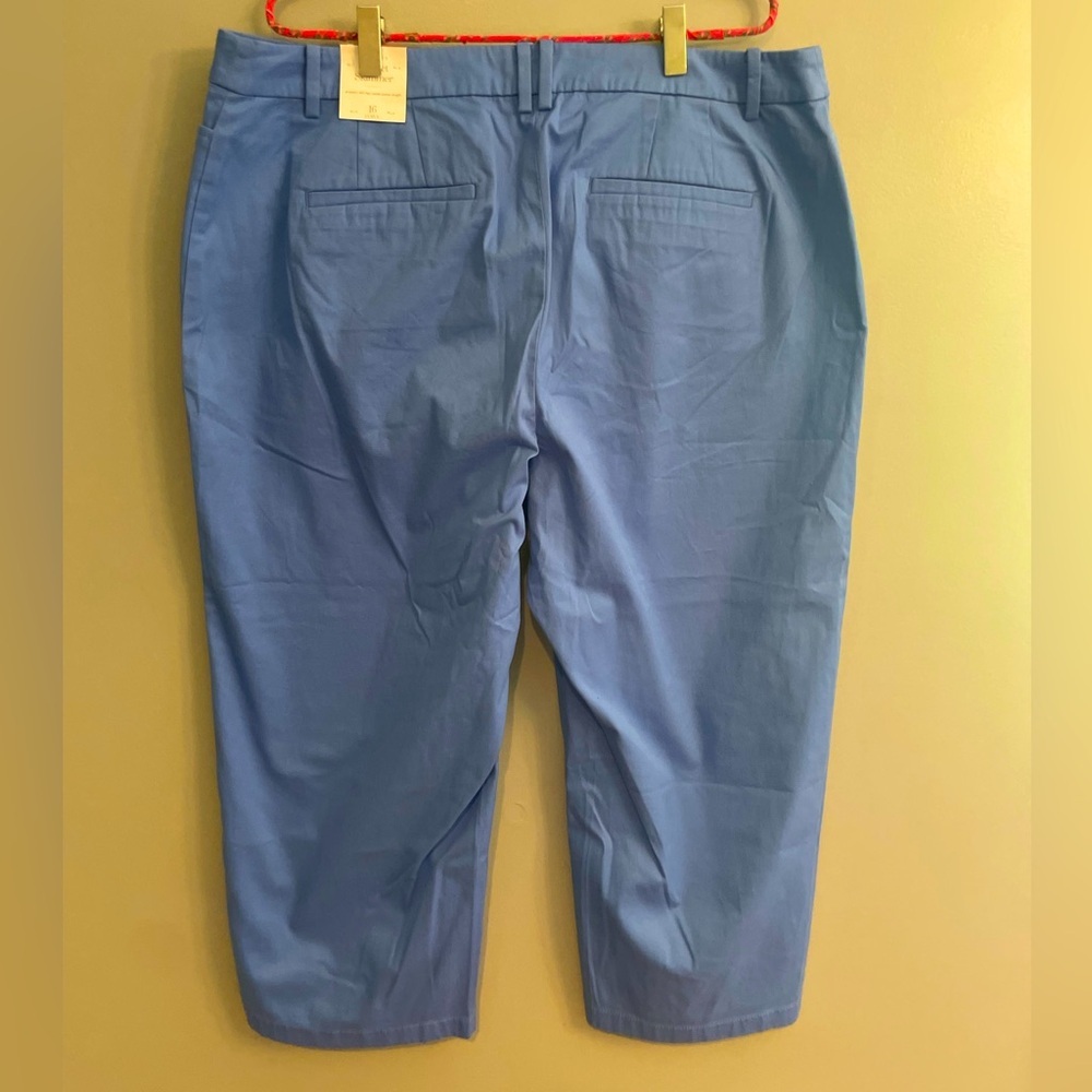 Talbots CURVY Blue Skimmer Capri Peddle Pusher Pants NWT Button Detail - Picture 3 of 14